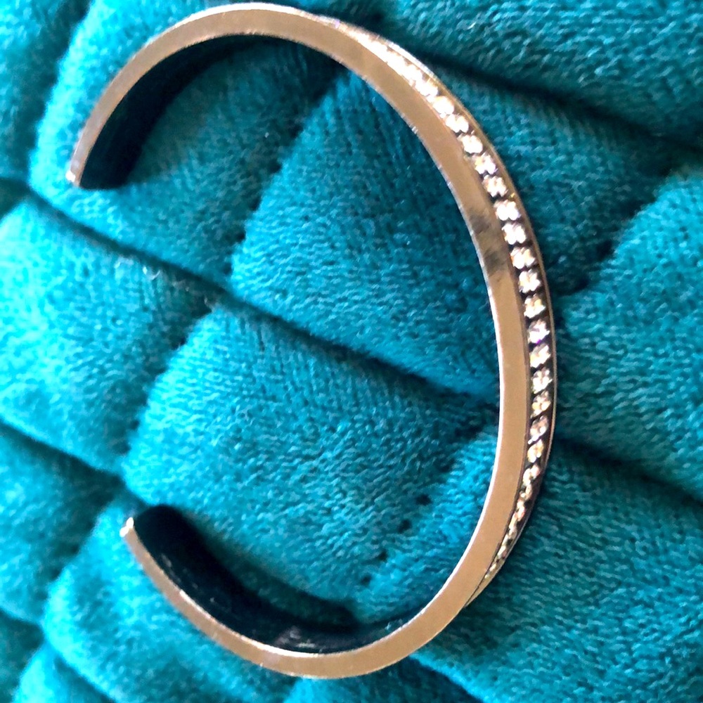 Silver cuff bracelet with diamonds